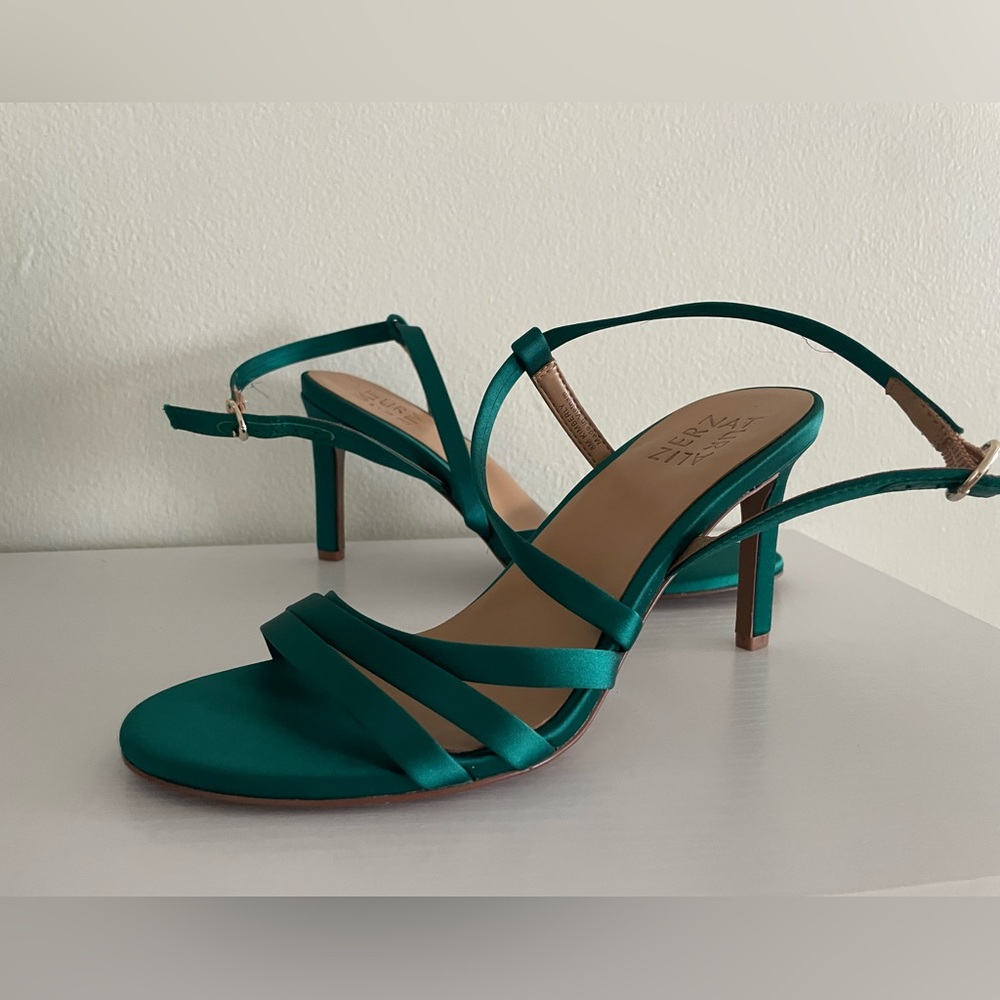 Naturalizer Kimberly Green Teal Strappy Heels Satin Size 8M